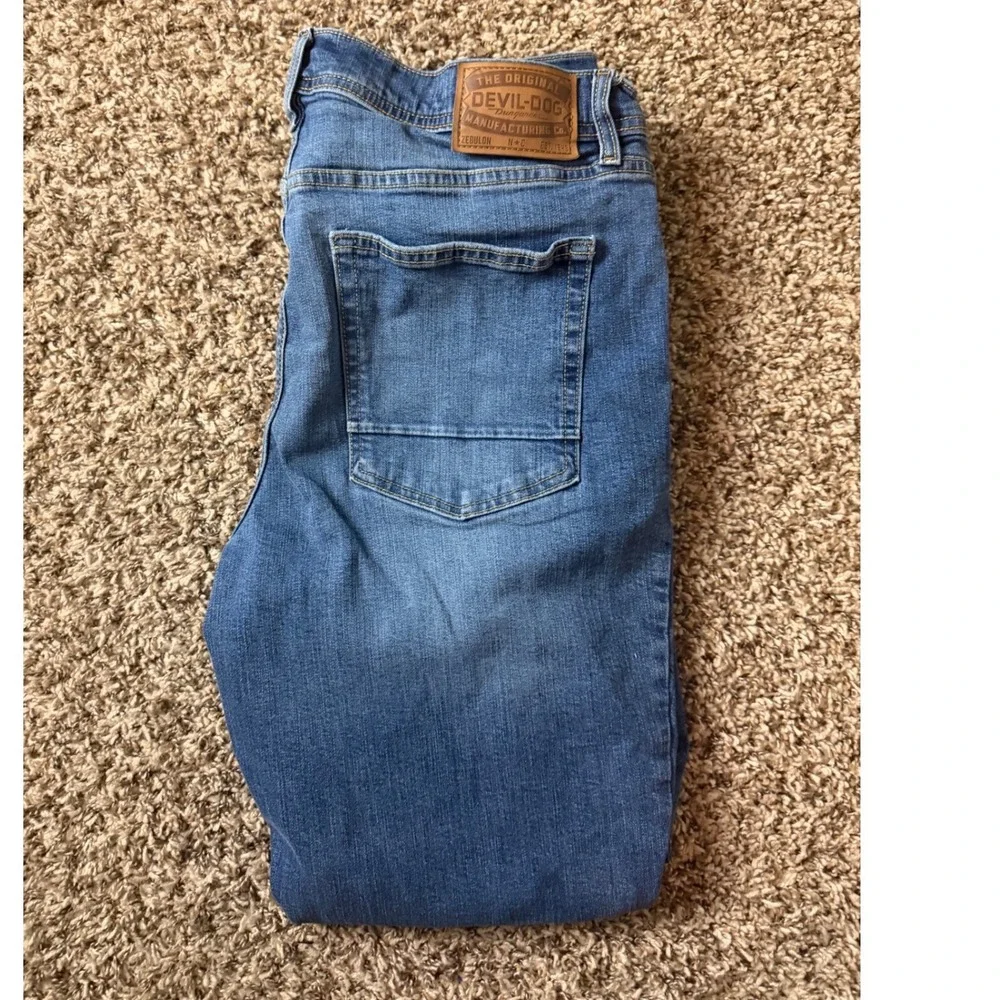 Devil-Dog Dungarees Mens Relaxed Straight Leg Jeans Medium Wash Blue 36x30(28)